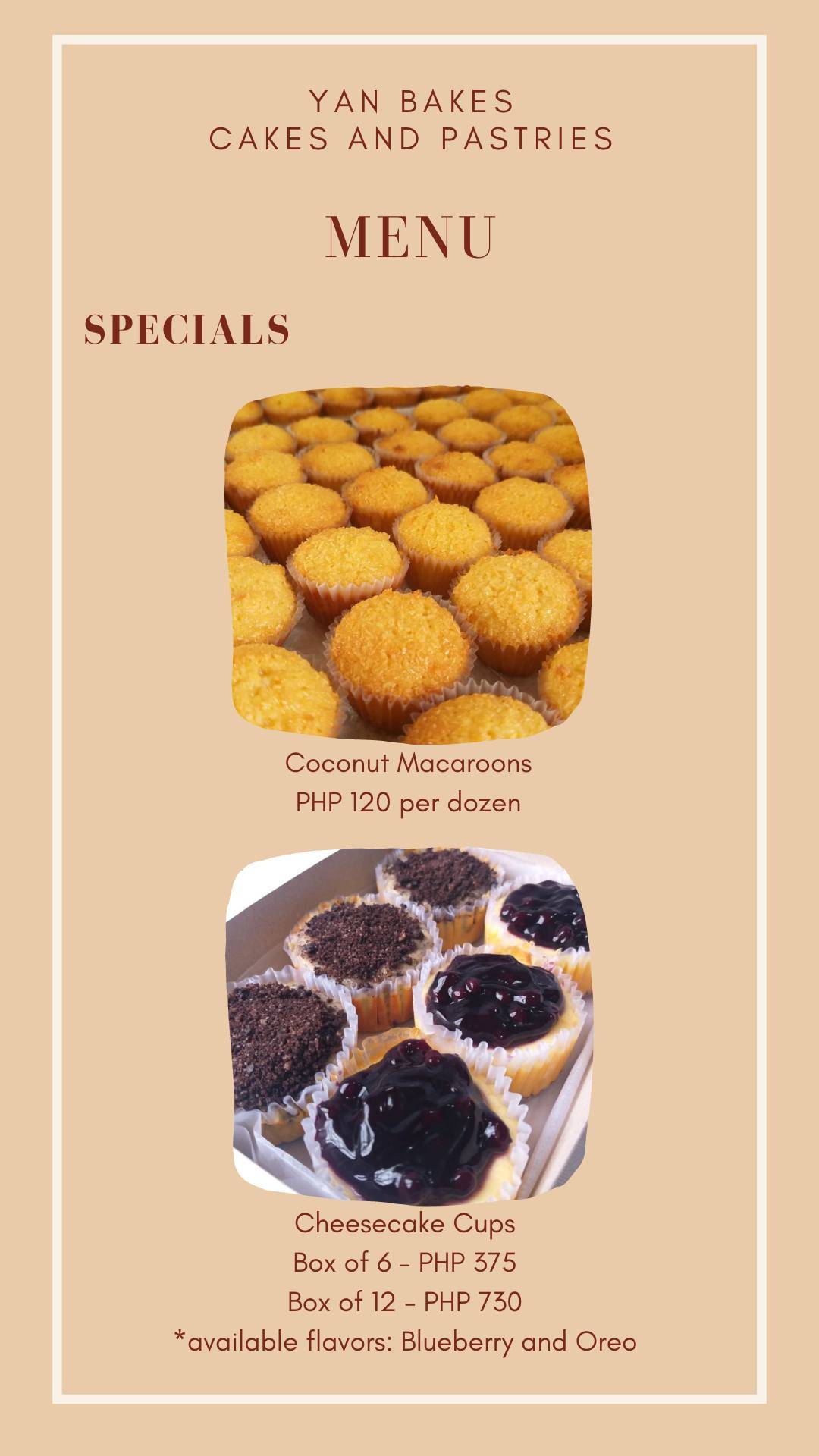 Yan Bakes меню