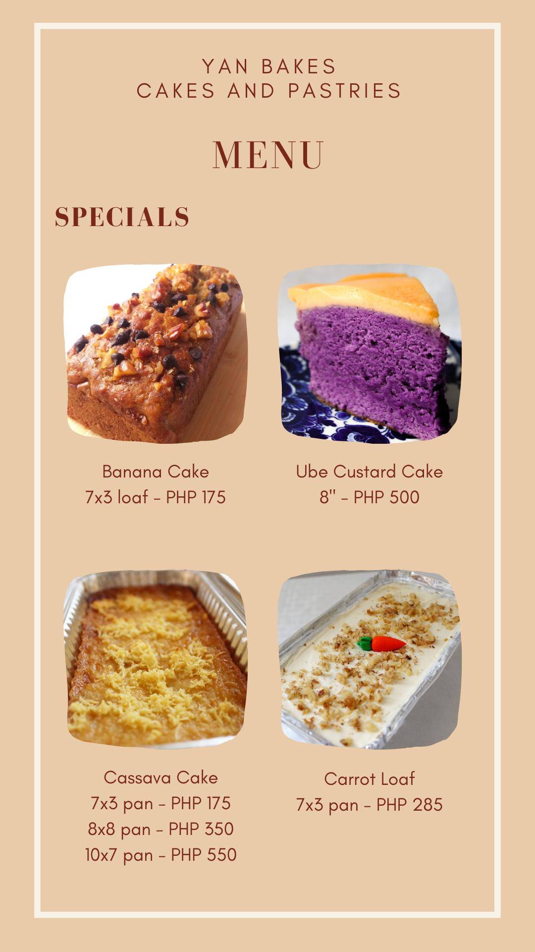 Yan Bakes меню