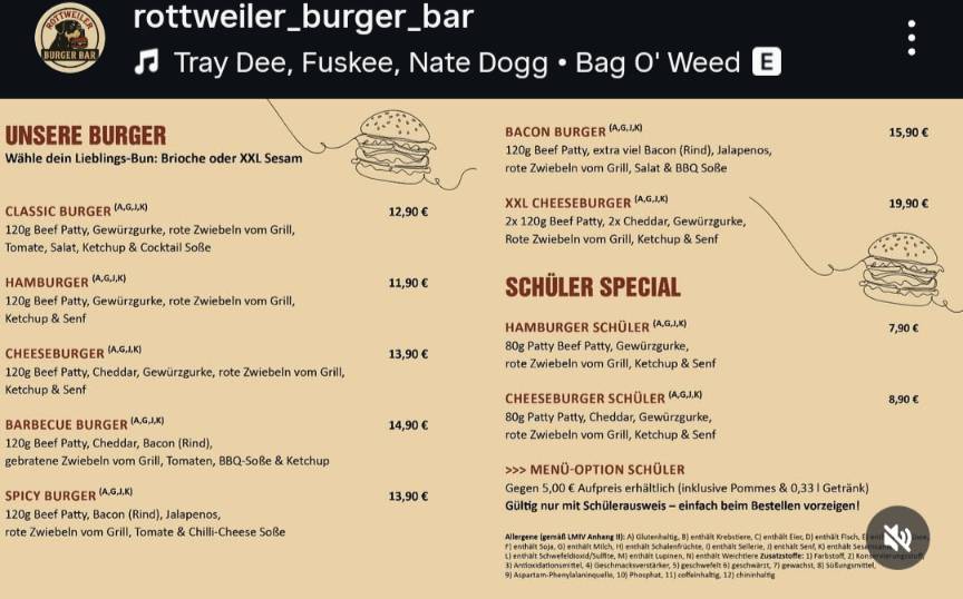 Schantle Rottweil меню