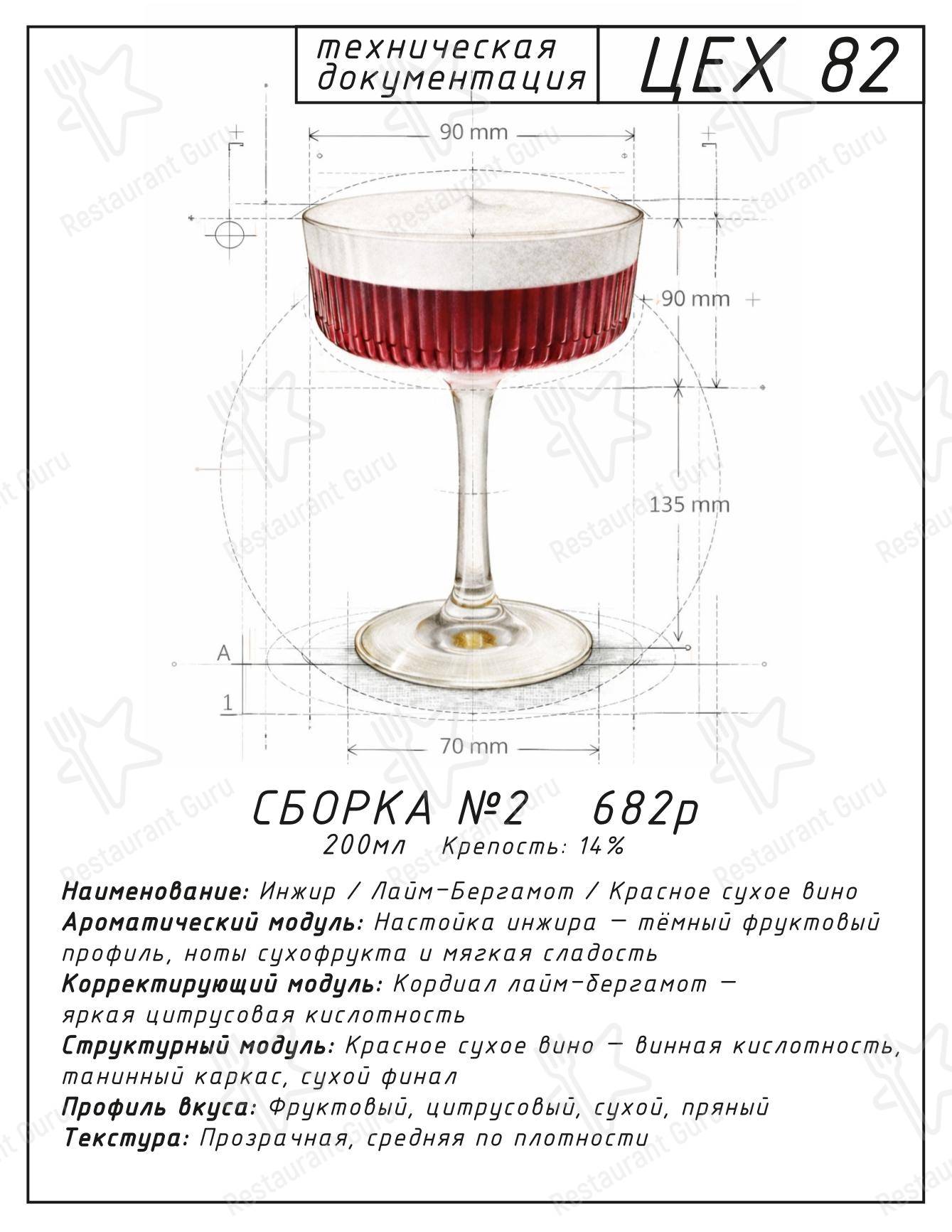 Меню ресторана Цех 82 в Феодосии