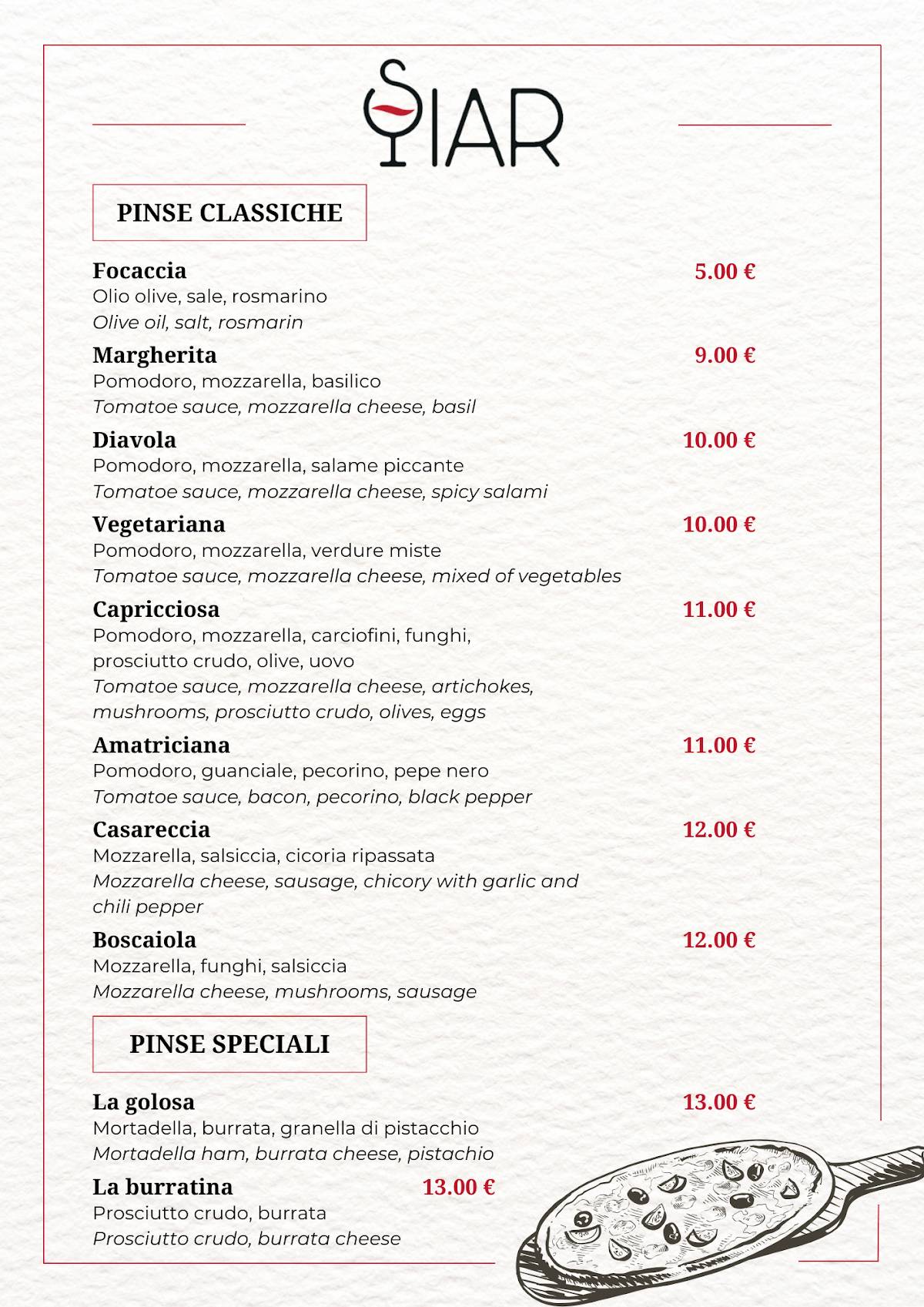Siar Ristorante Bistrot меню