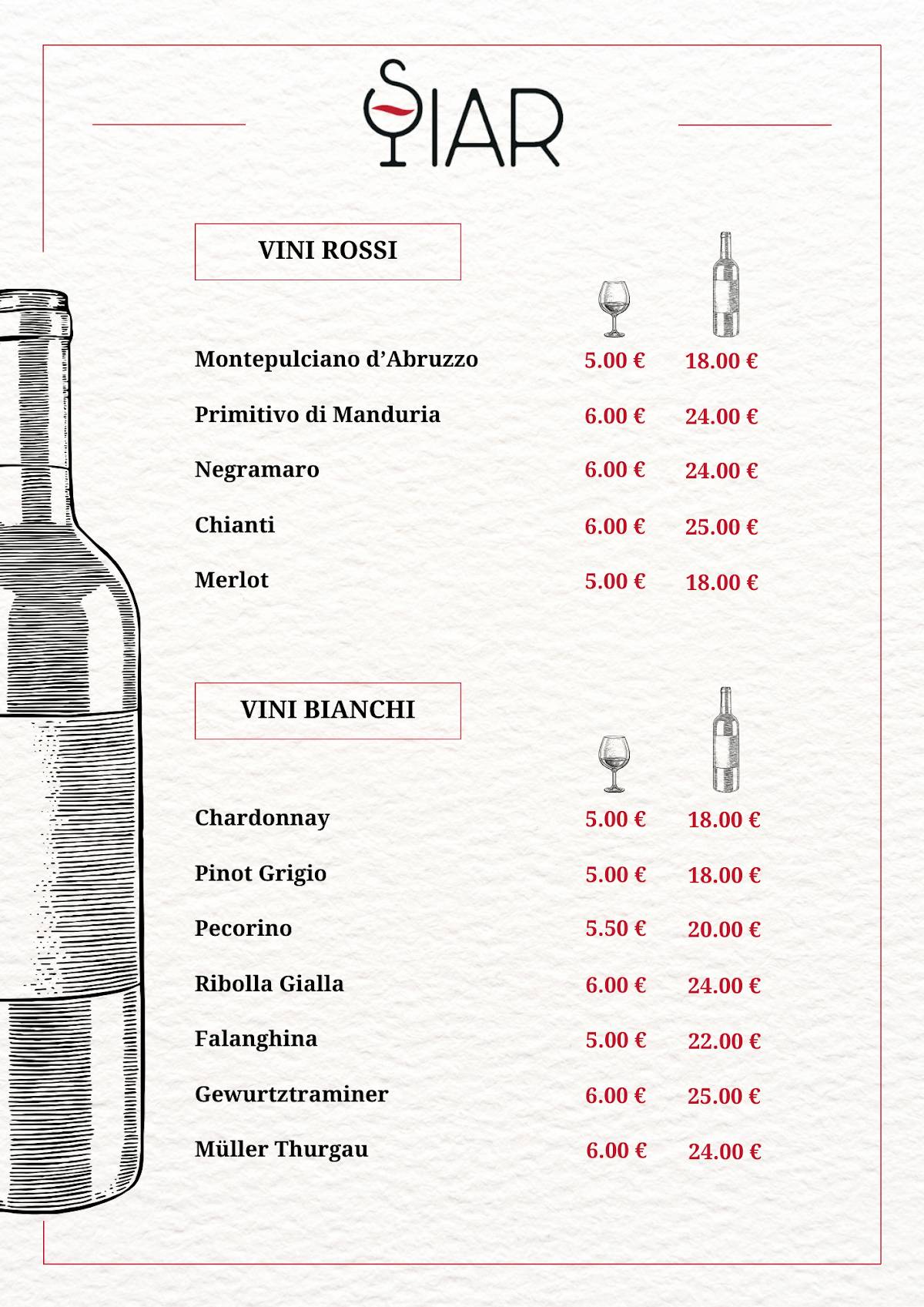 Siar Ristorante Bistrot меню
