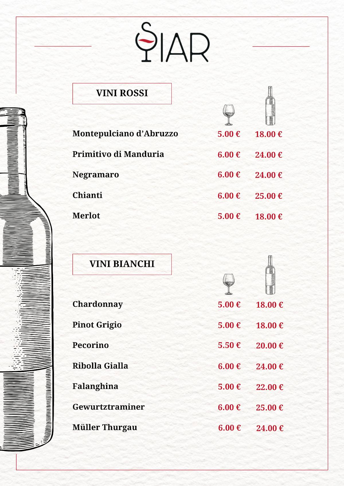 Siar Ristorante Bistrot меню