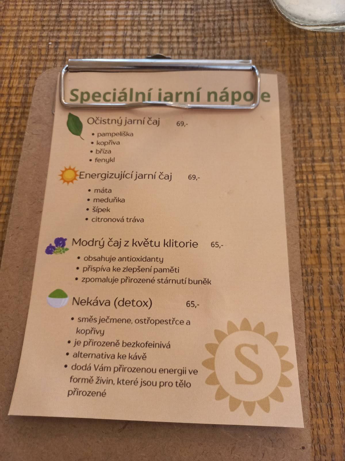 Slunečnice zdravé bistro меню