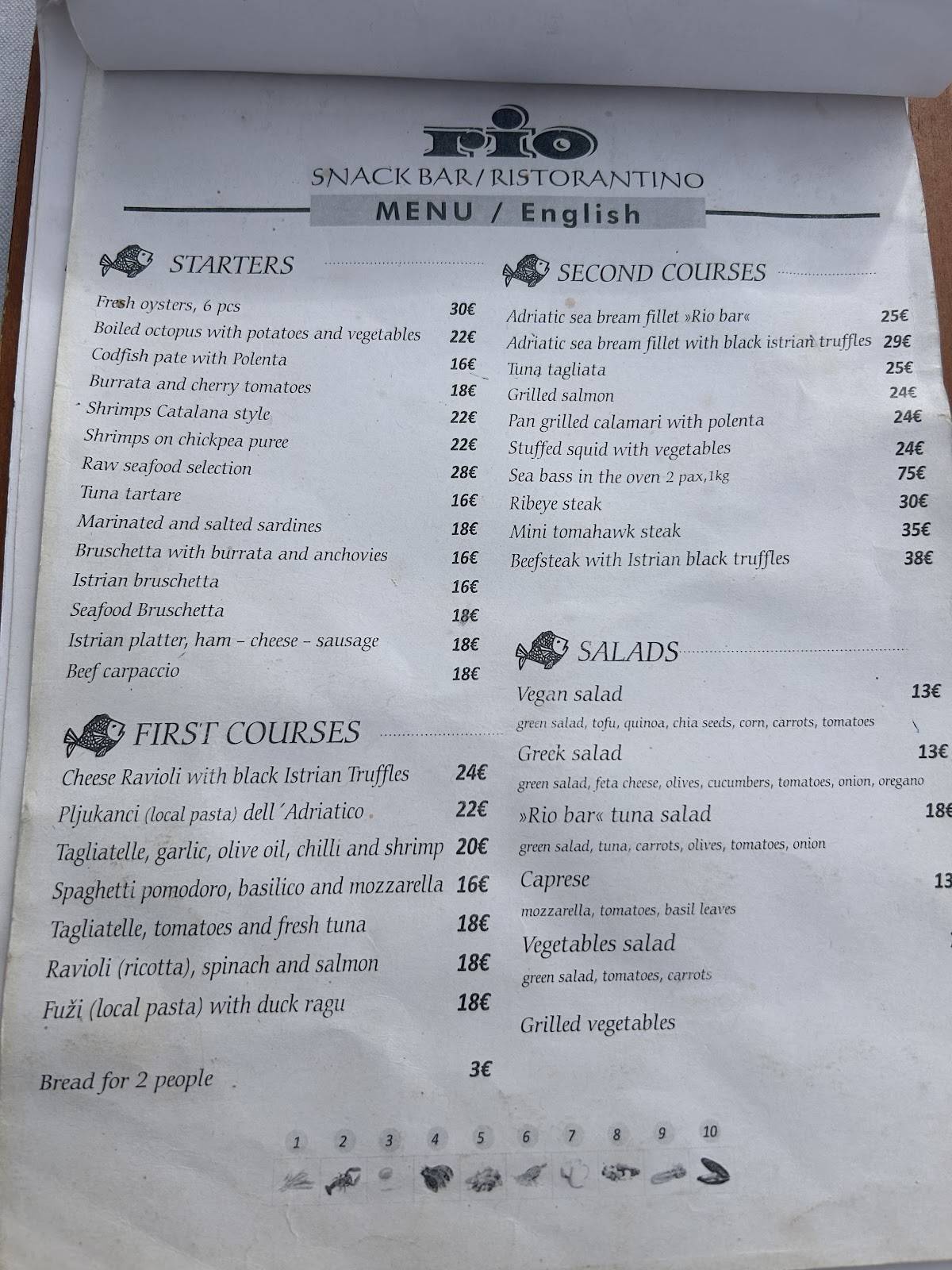 Snack bar Rio меню