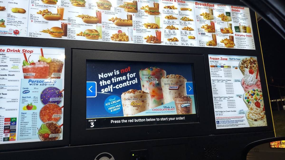 Sonic Drive-In меню
