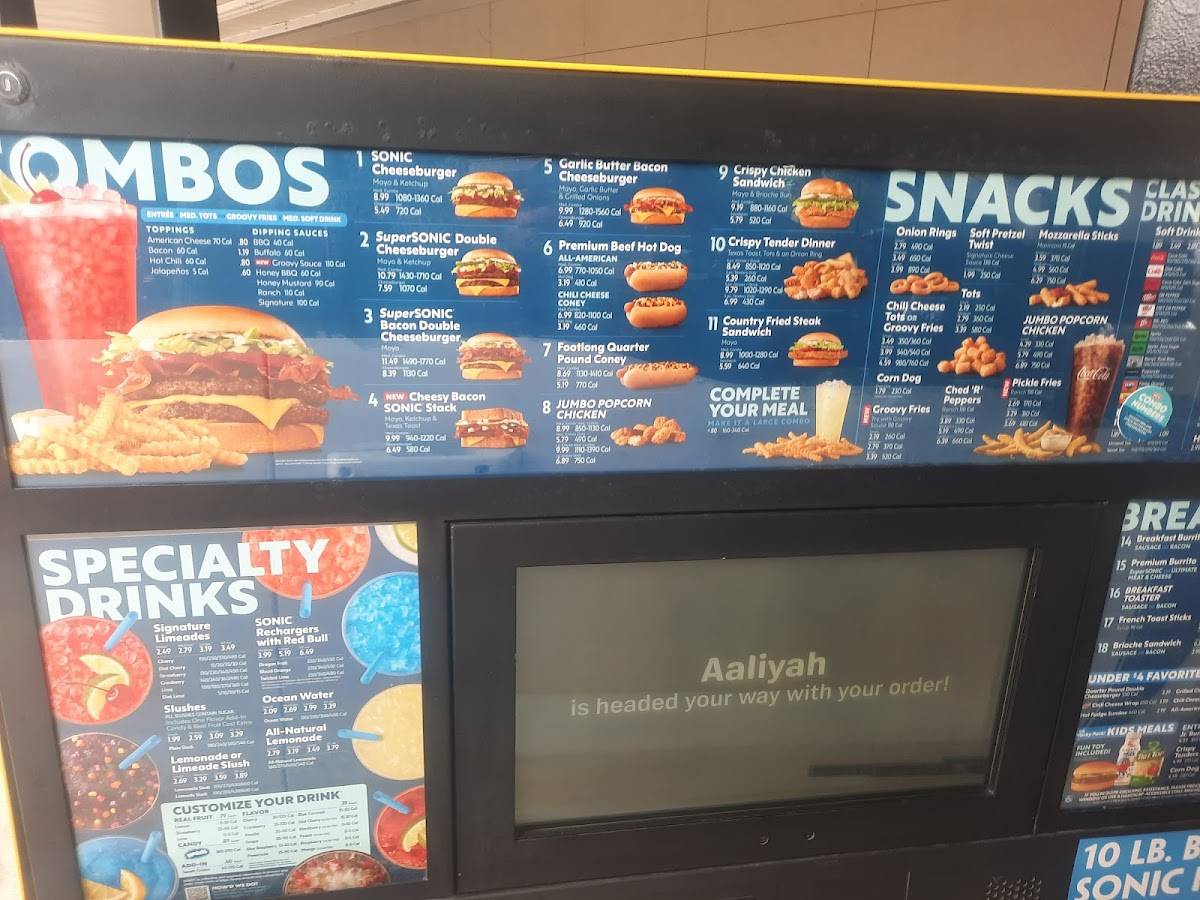 Sonic Drive-In меню