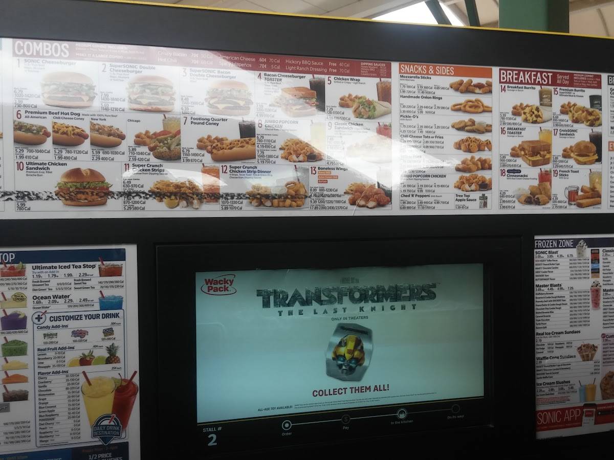 Sonic Drive-In меню