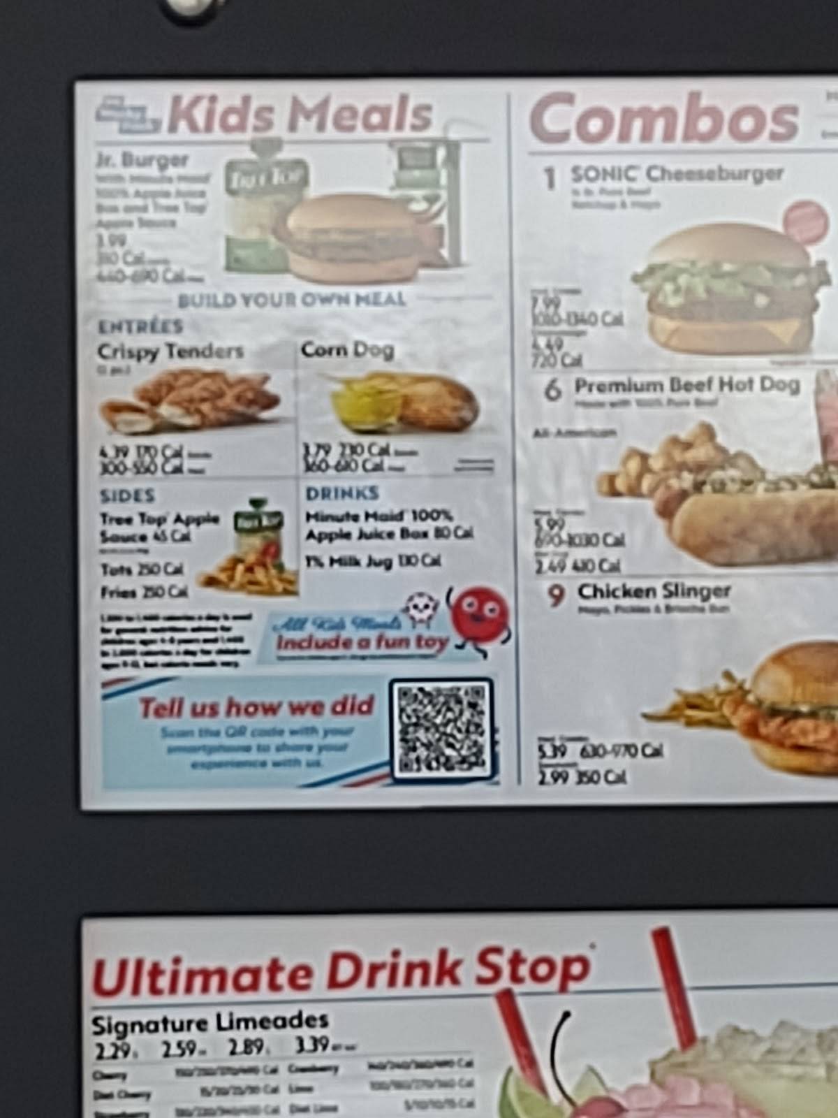 Sonic Drive-In меню