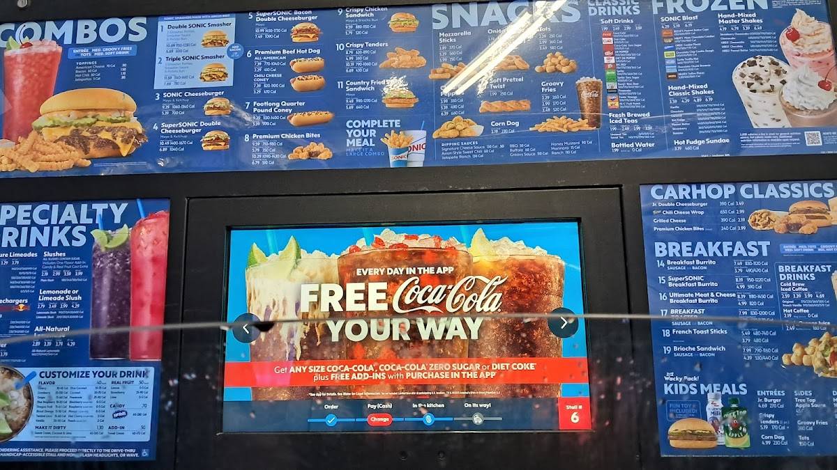 Sonic Drive-In меню