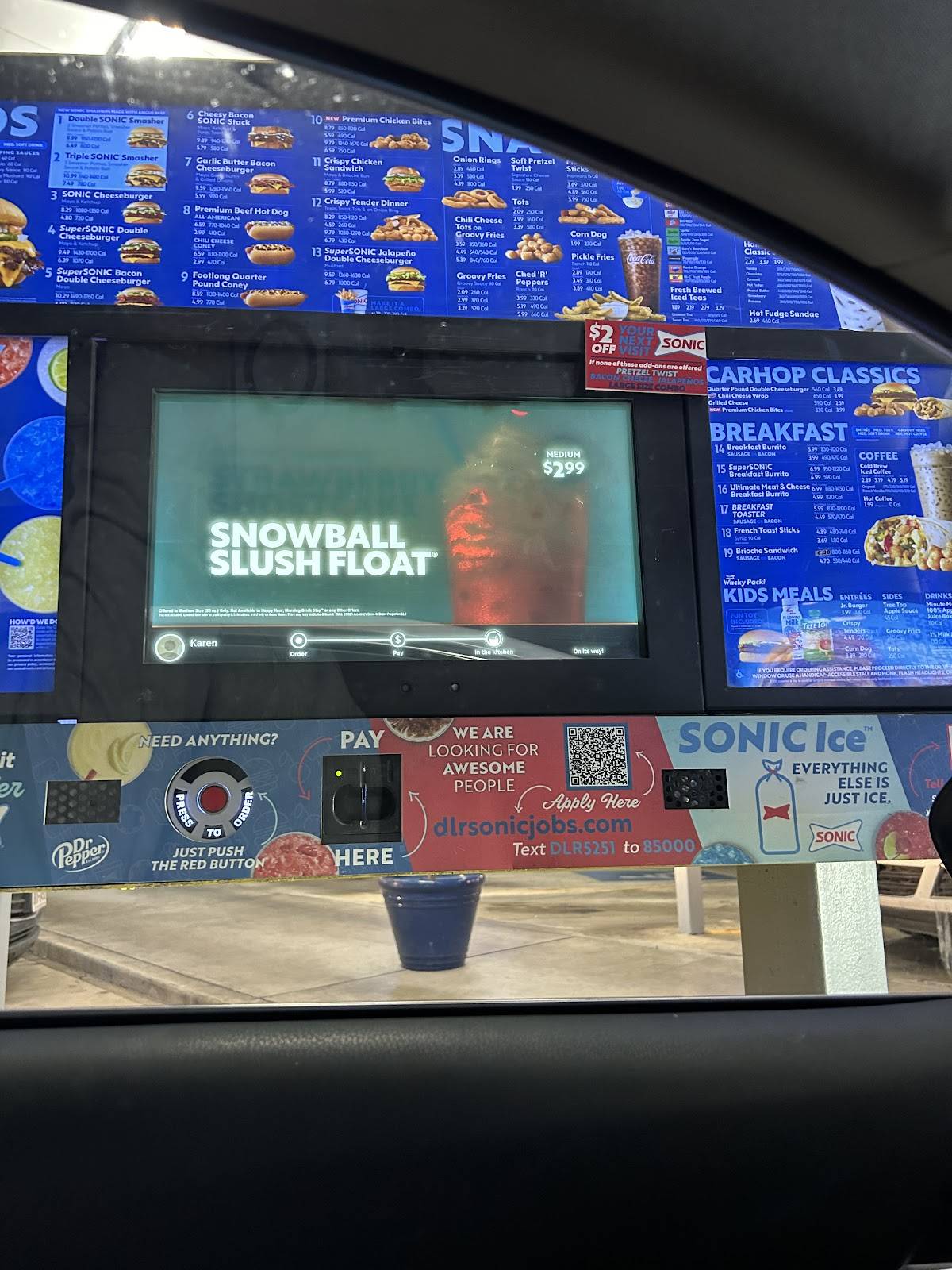 Sonic Drive-In меню
