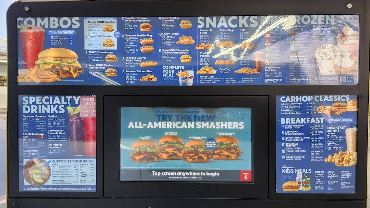 Sonic Drive-In меню