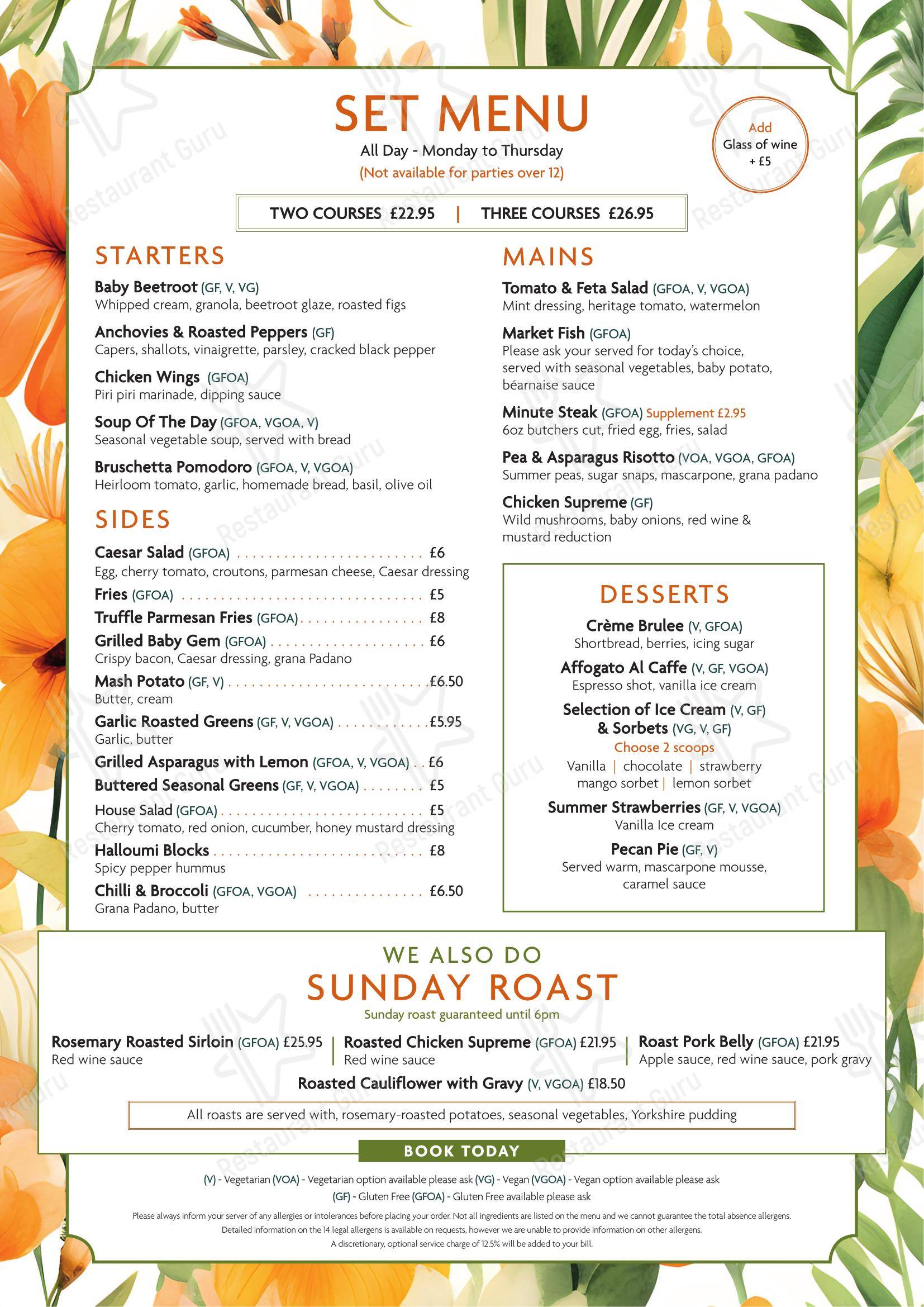 Takeaway Menu ресторана Square Grill Brasserie Restaurant & Piano Bar Bath