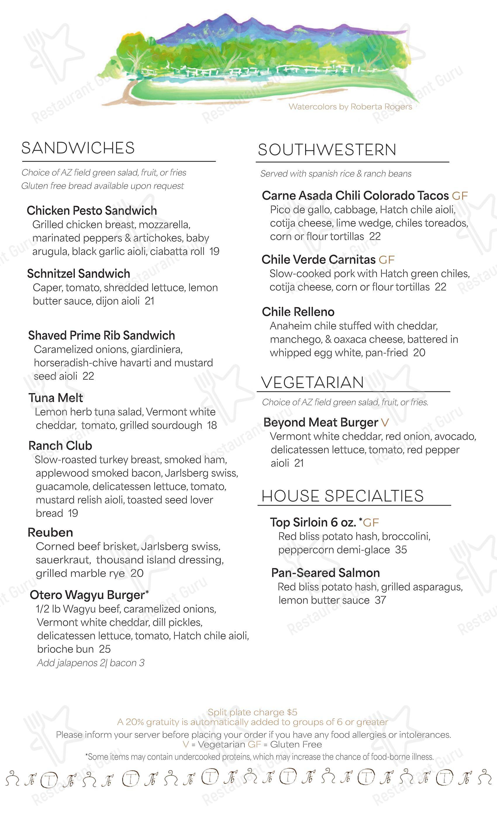 Меню ресторана Stables Ranch Grille - Коктейльная карта