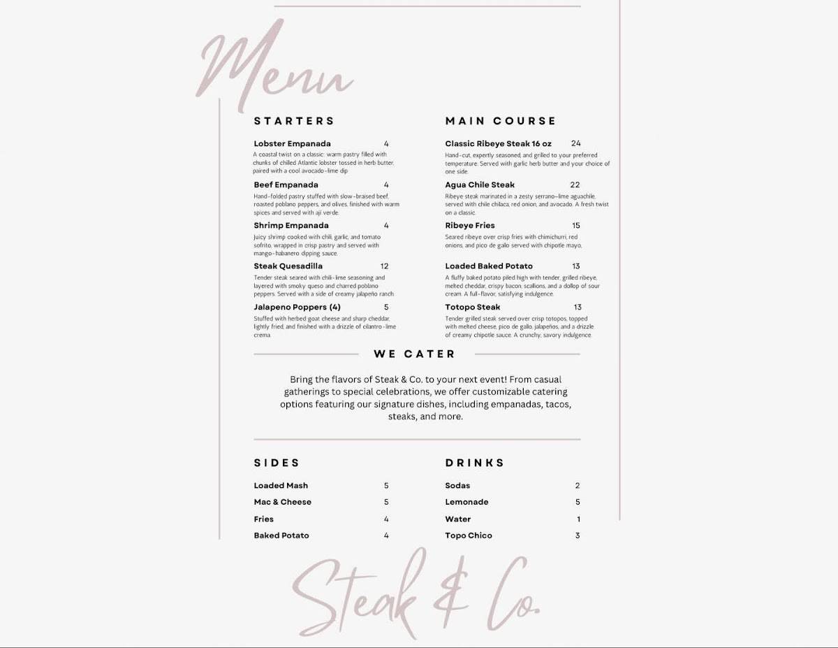 SteakandCo Del Rio Tx меню