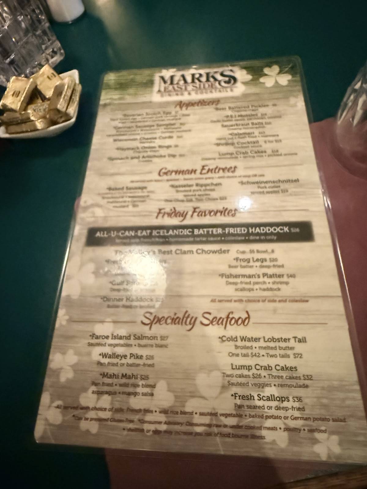 Mark's East Side меню
