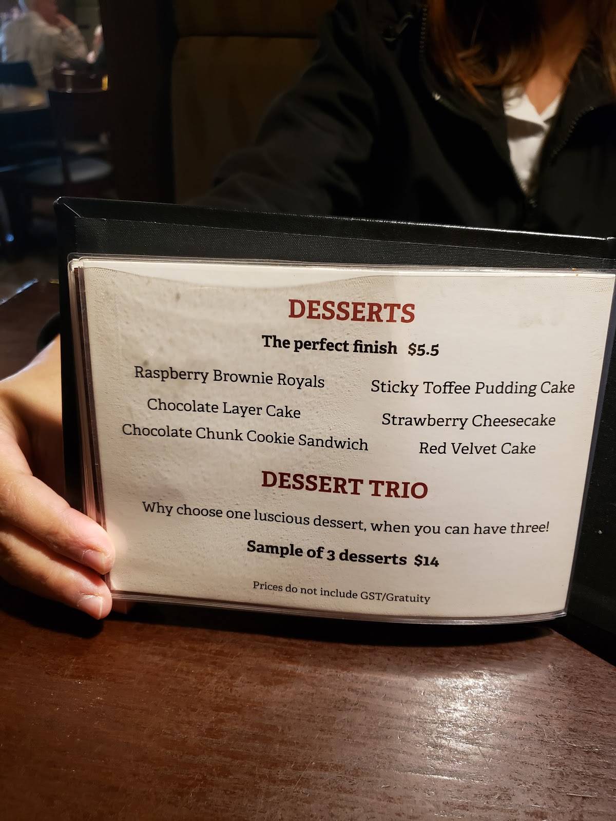 Tony Roma's меню