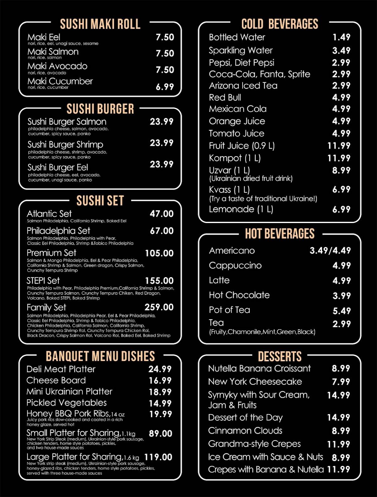 Stepi Restaurant меню