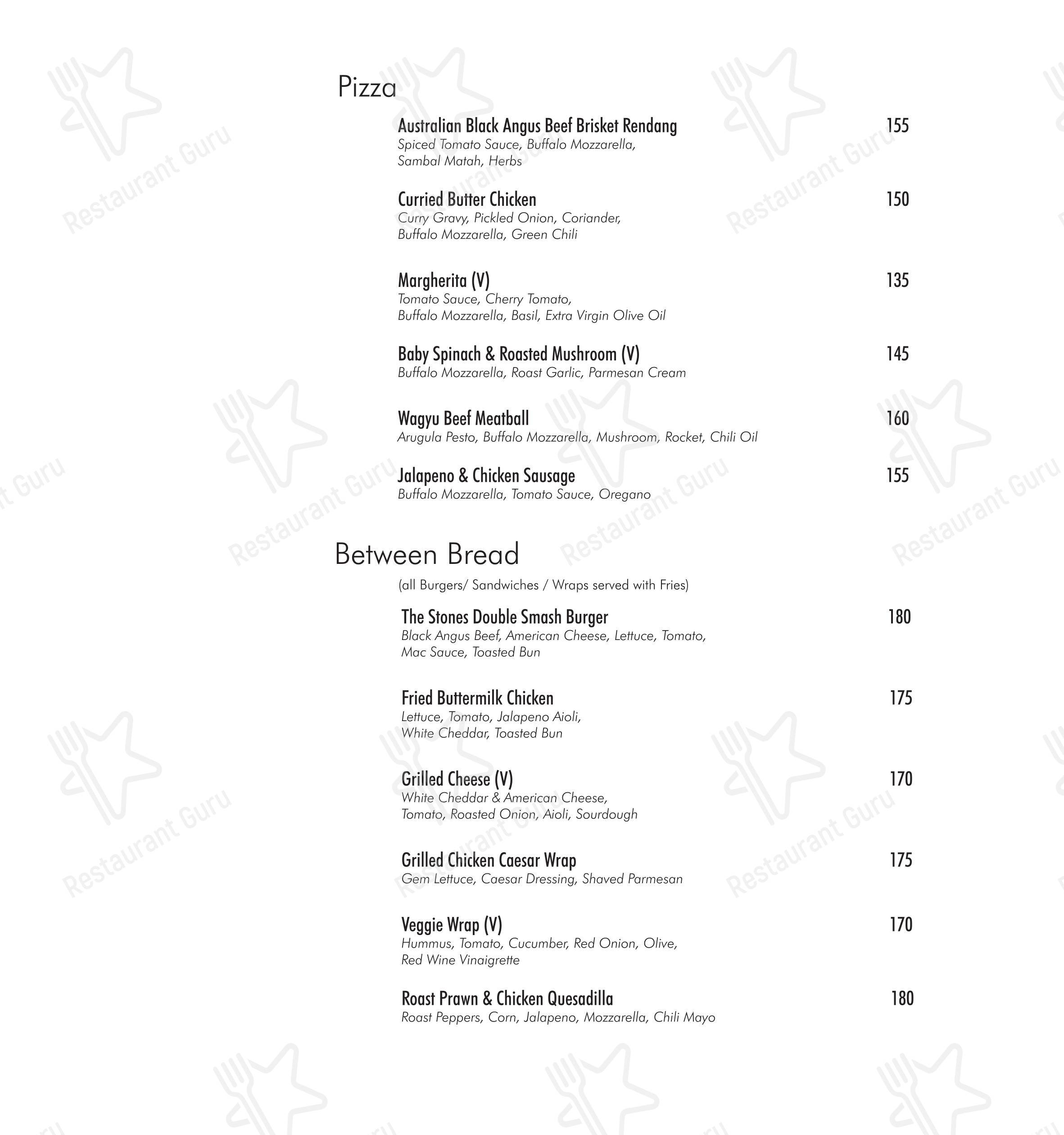 Меню ресторана Stones Kitchen