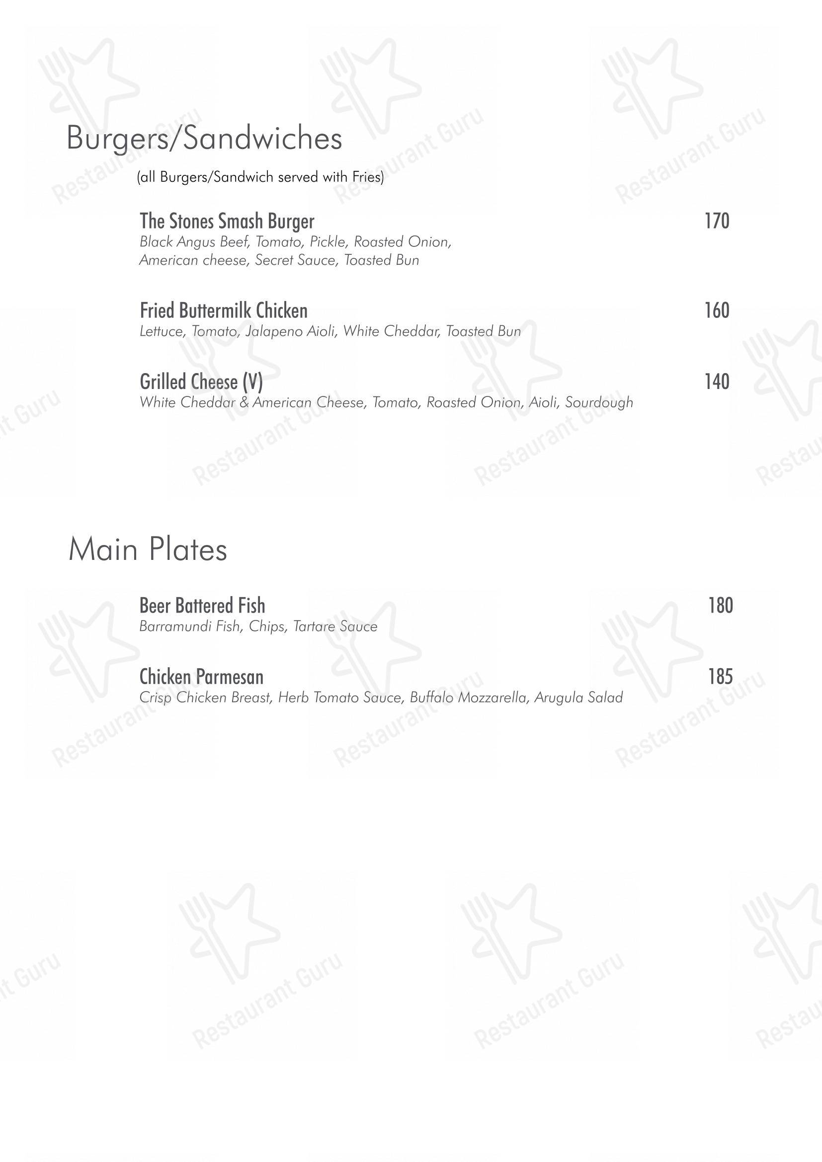 Меню напитков ресторана Stones Kitchen в Kuta