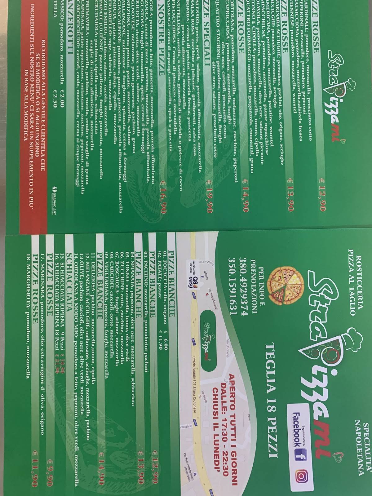 Strapizzami, Pizza Al Taglio меню