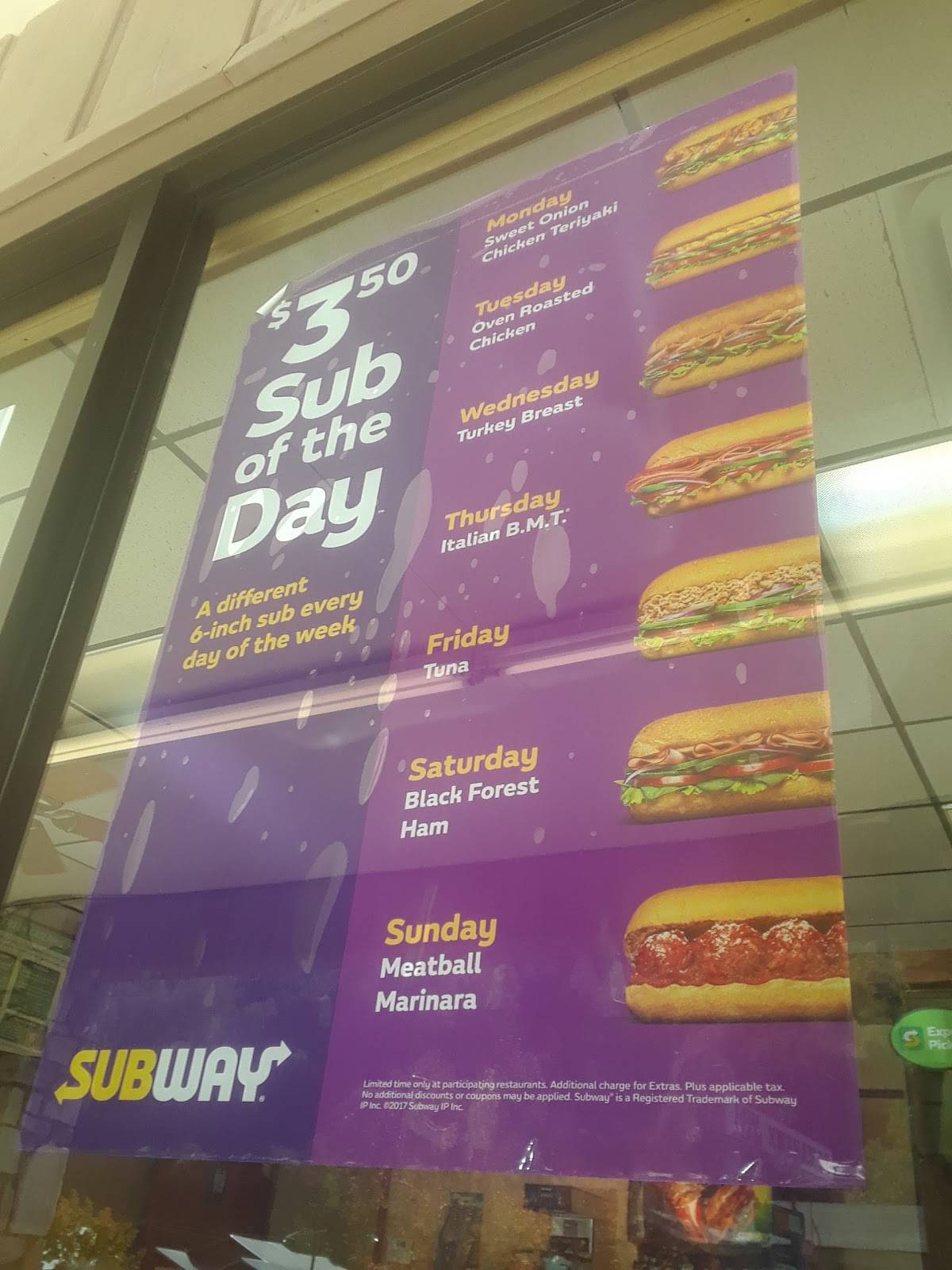 Subway меню