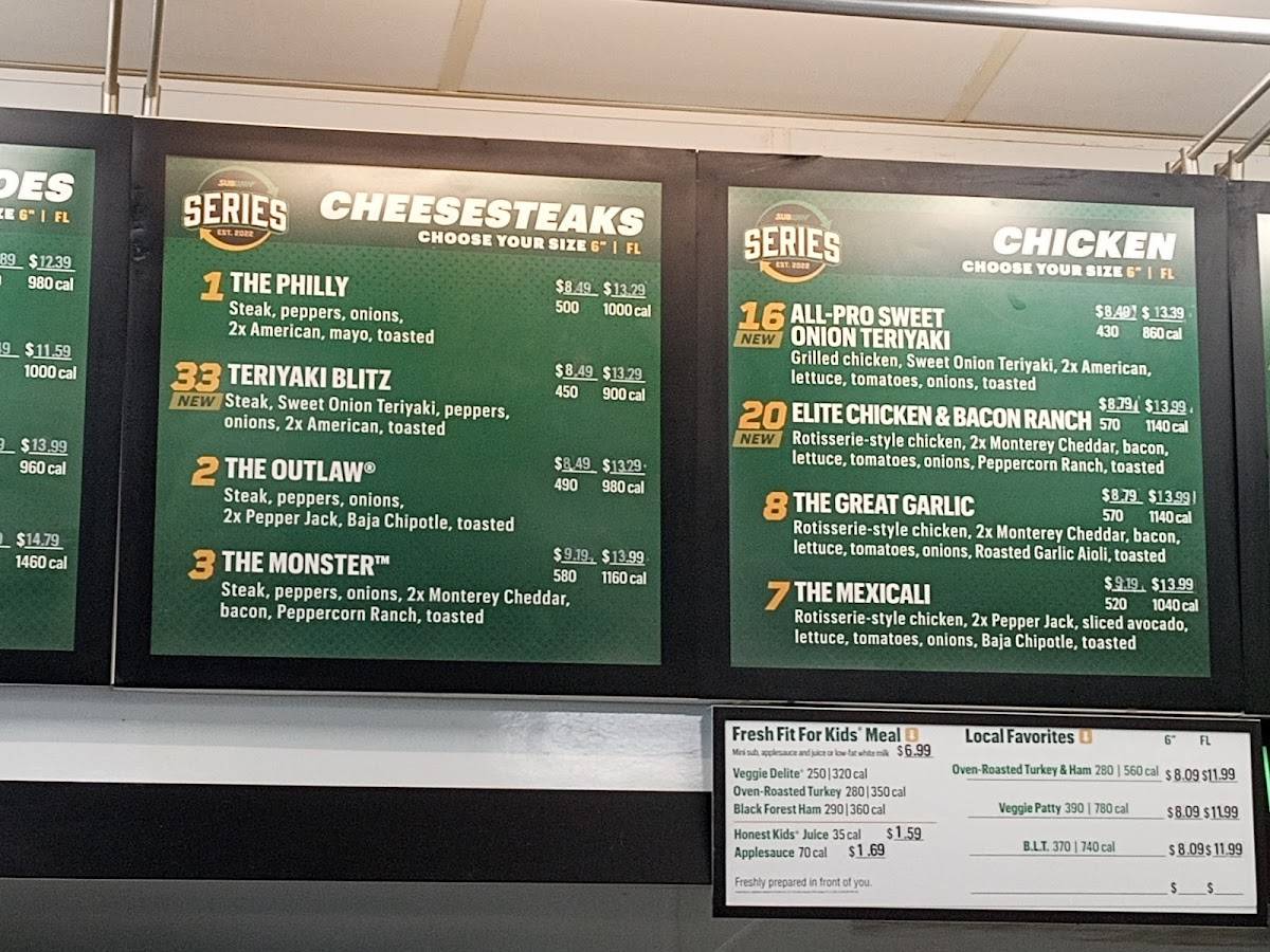 Subway меню