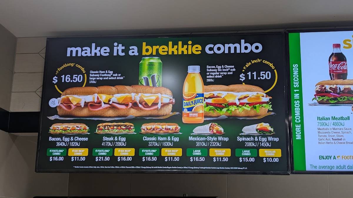 Subway Glen Waverley меню
