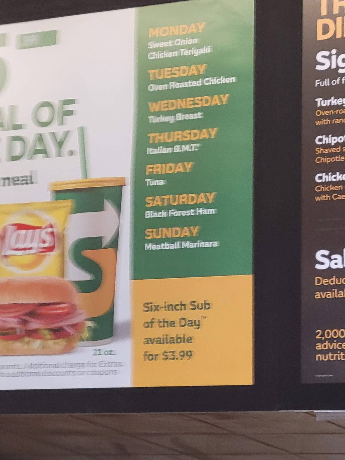 Subway меню
