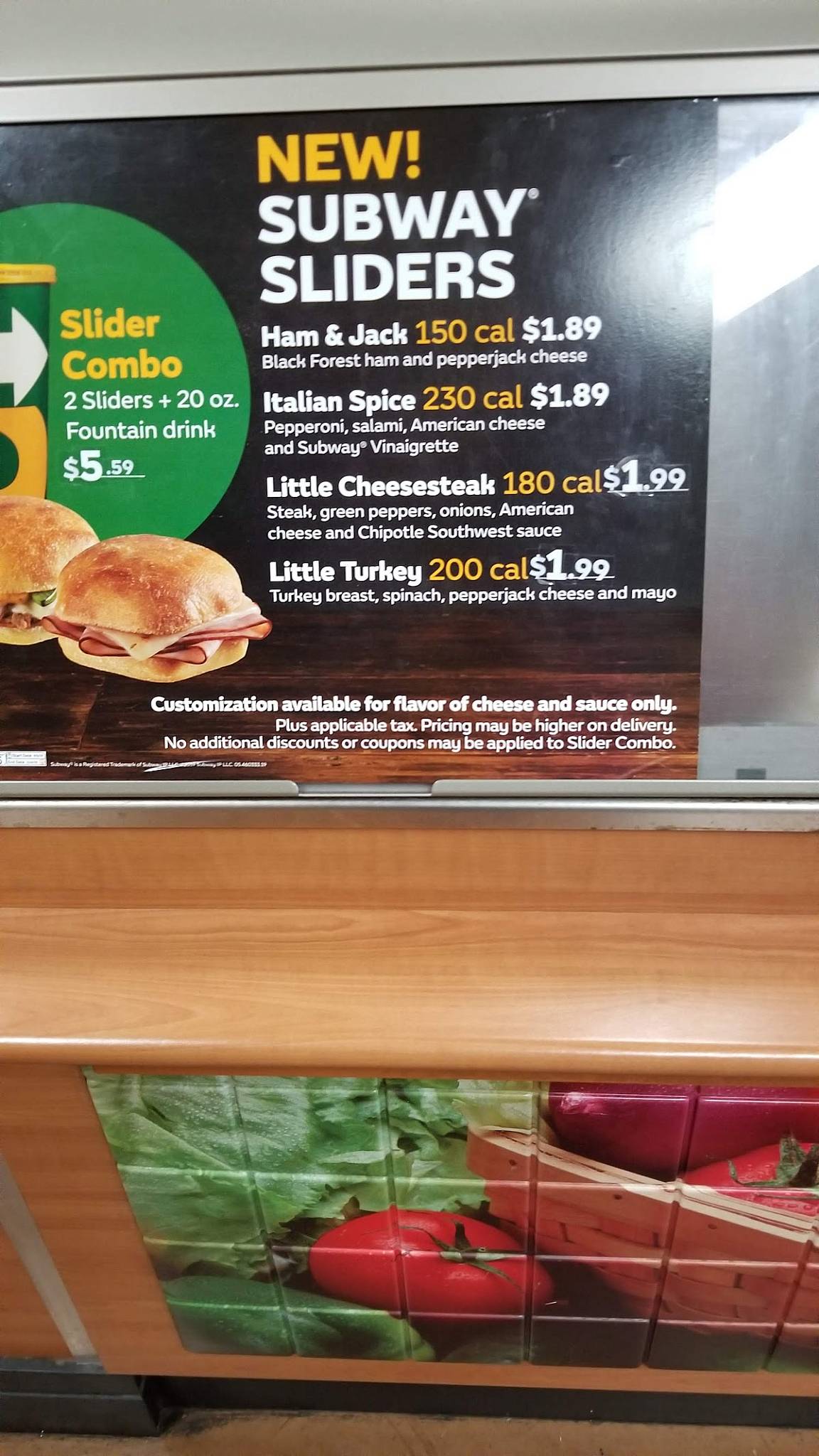 Subway меню