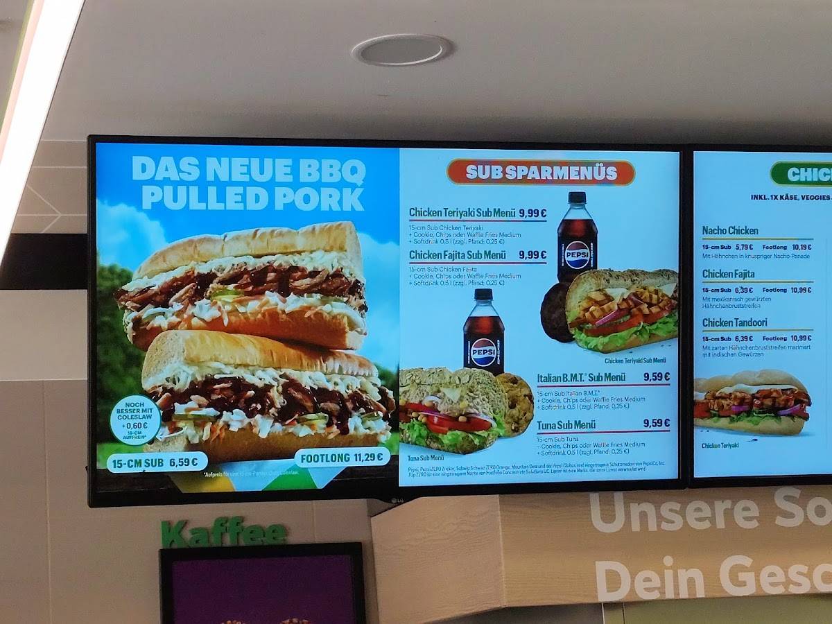 Subway меню