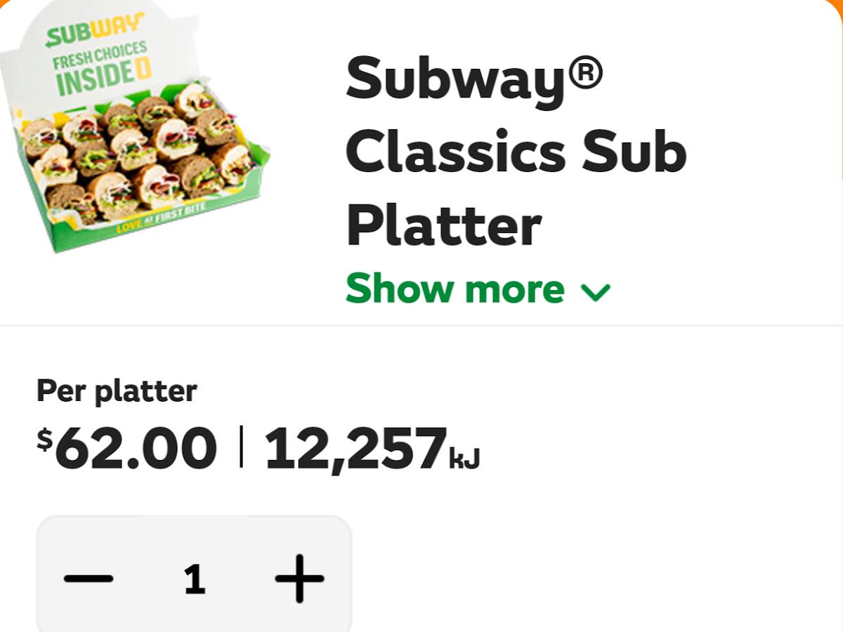 Subway меню