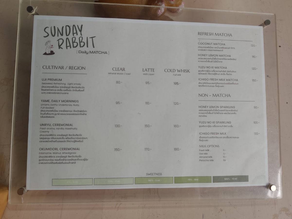 Sunday Rabbit Matcha меню