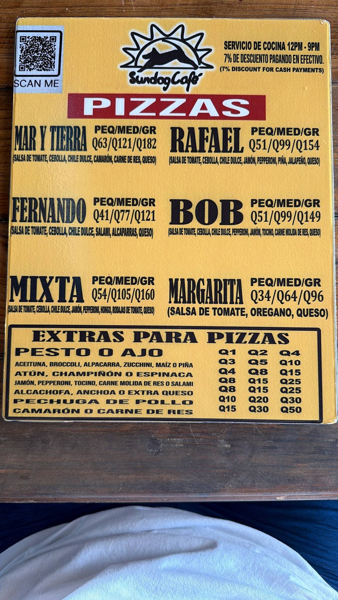 Sundog Cafe, Rio Dulce меню