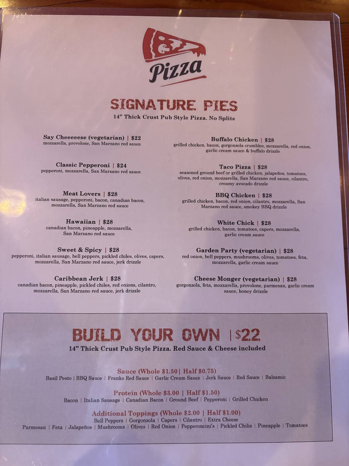 Sunset Chelan - Pizza, Bar & Grill меню