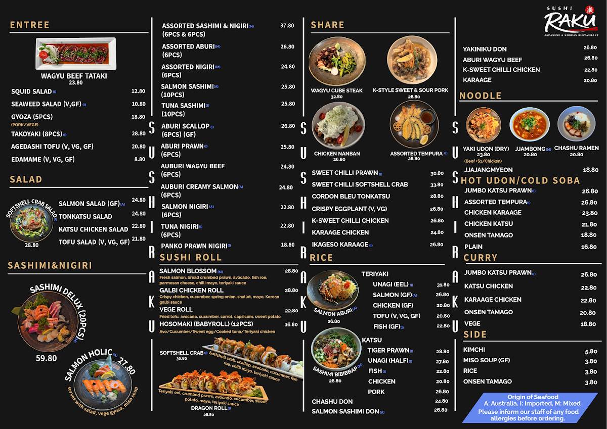 Sushi Raku меню