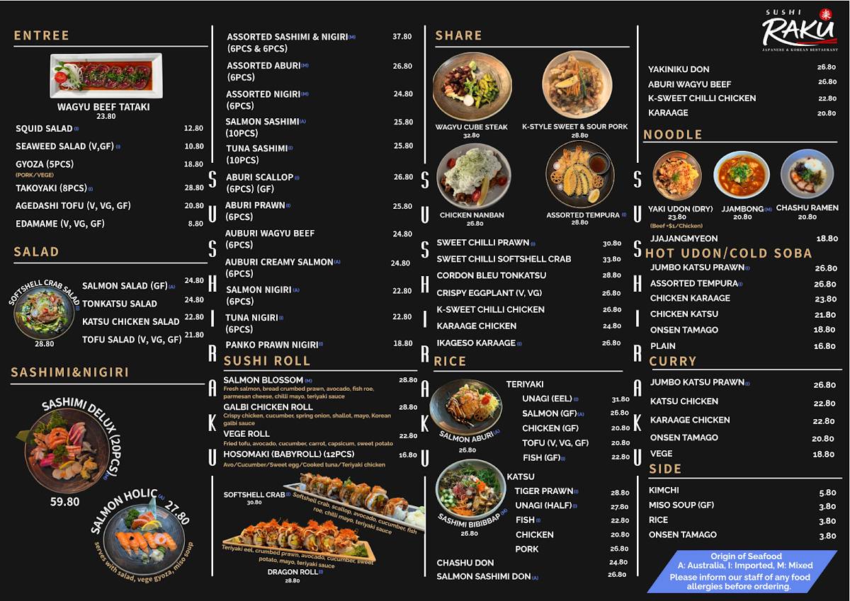Sushi Raku меню