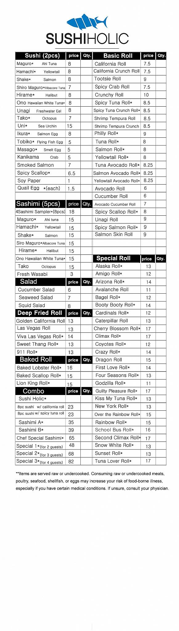 Sushiholic меню