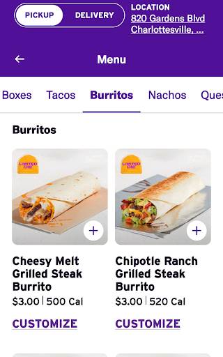 Taco Bell / KFC меню