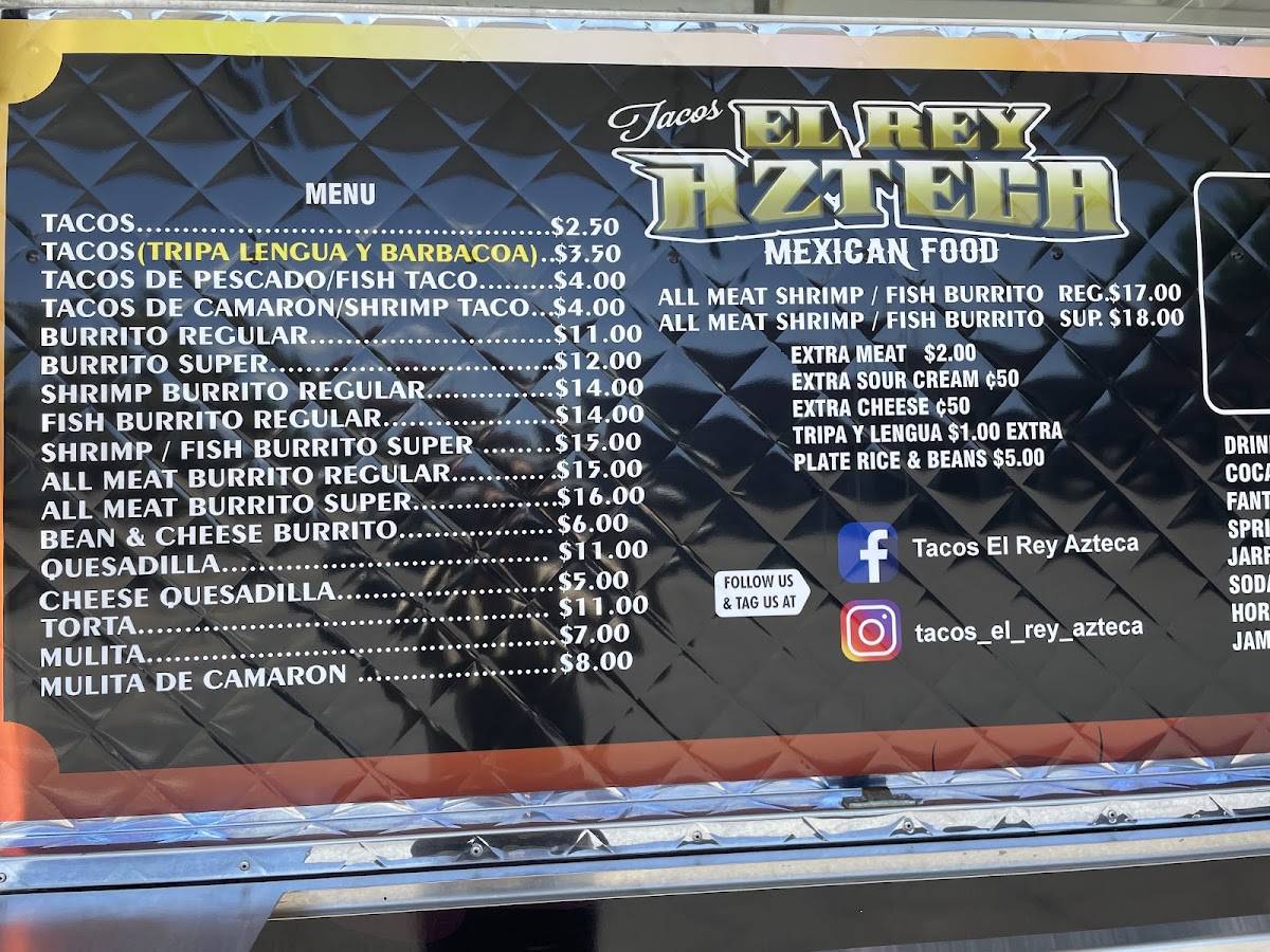 Tacos El Rey Azteca меню