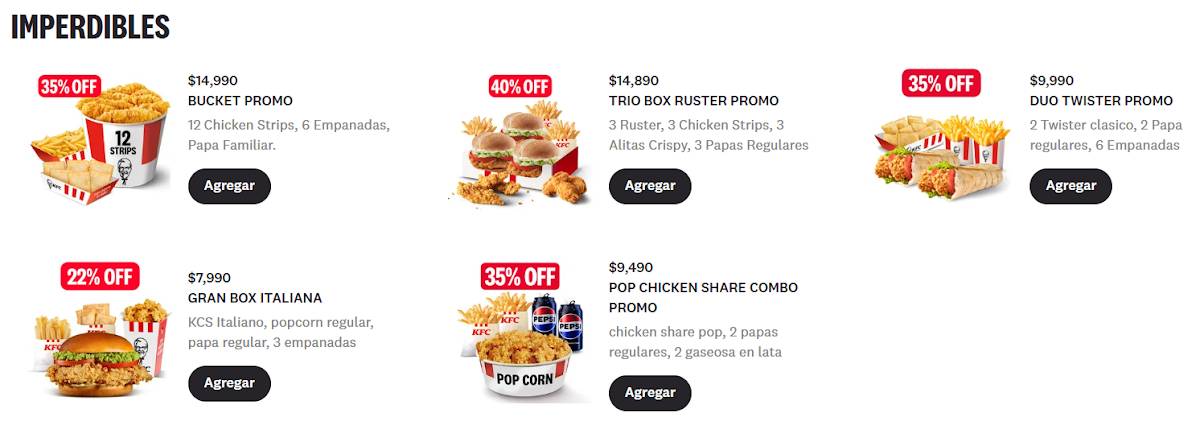 KFC меню