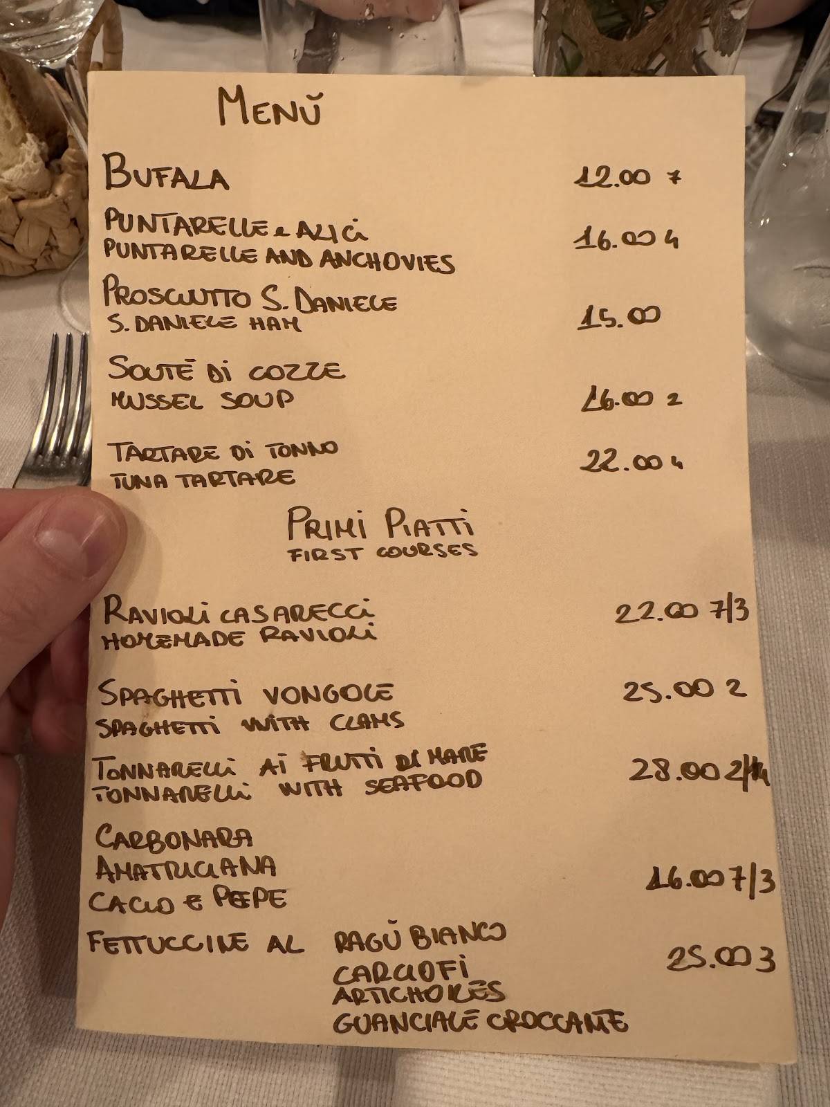 Taverna Ripetta меню