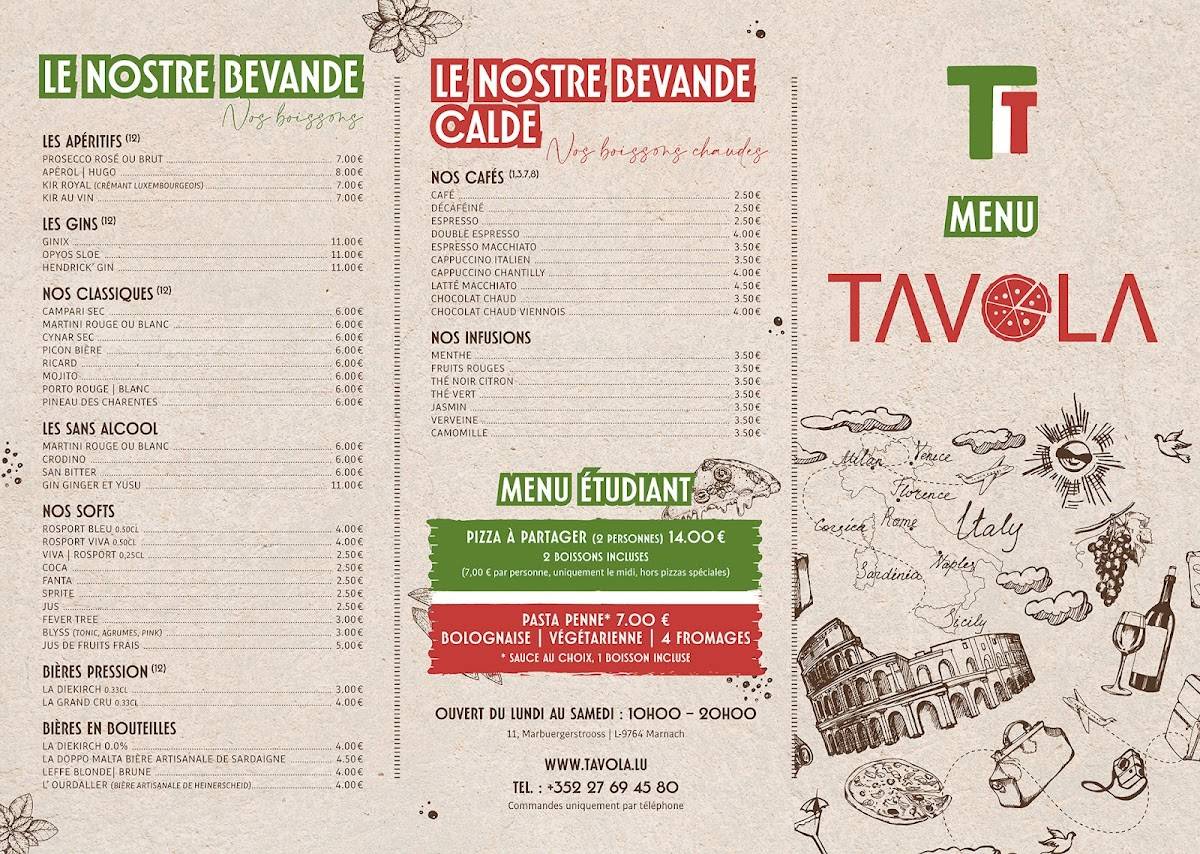 Tavola меню
