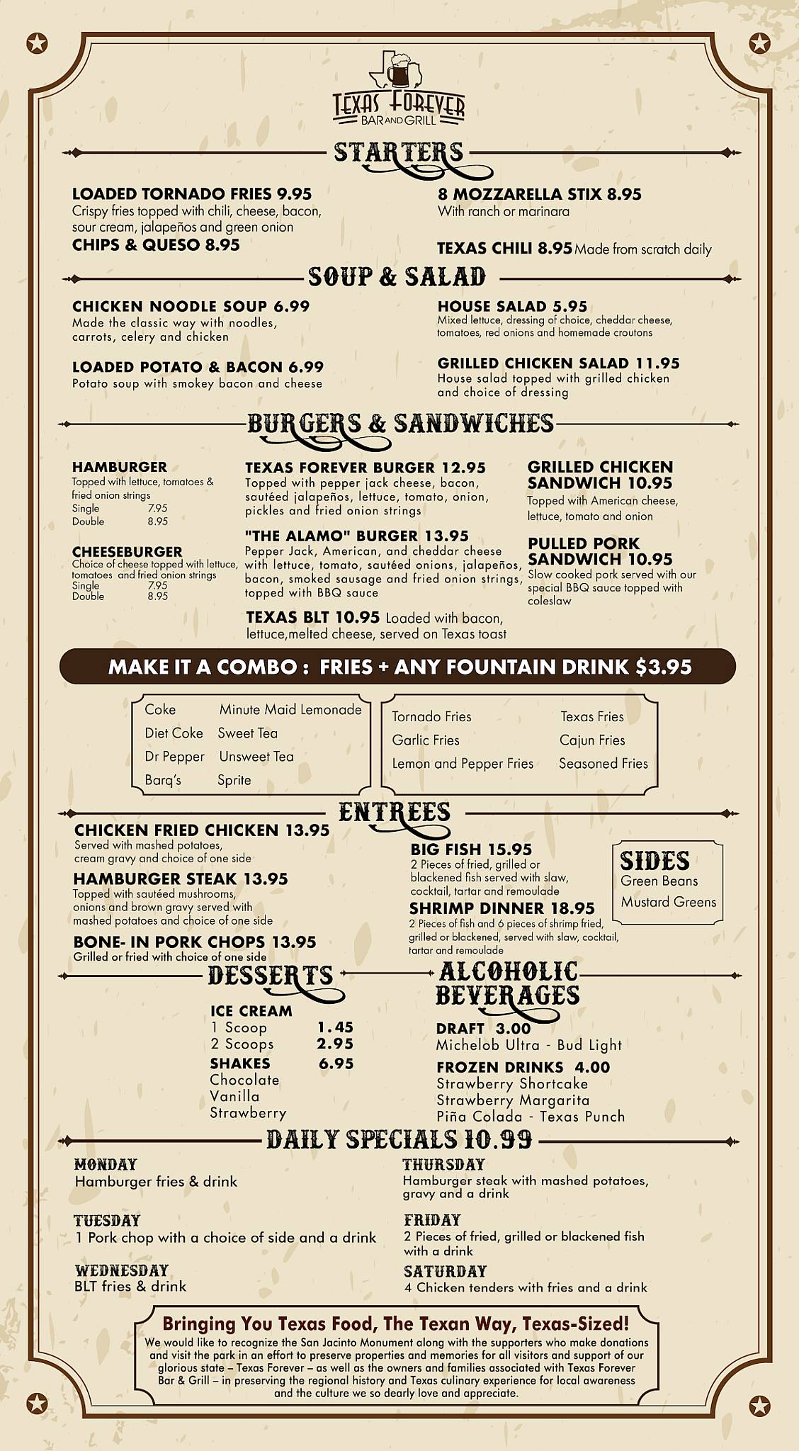 Texas Forever Bar & Grill меню