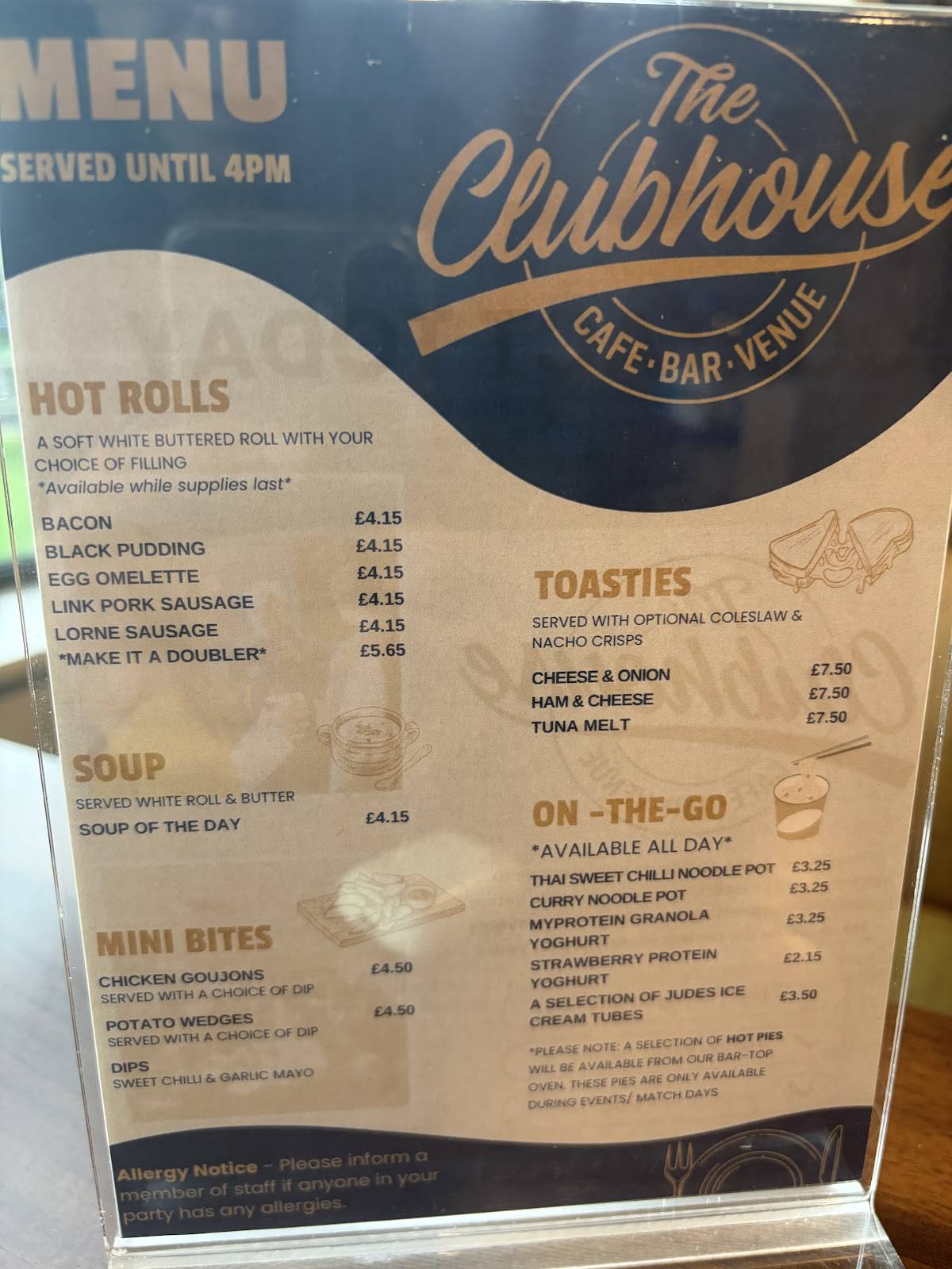 The Clubhouse Edinburgh меню
