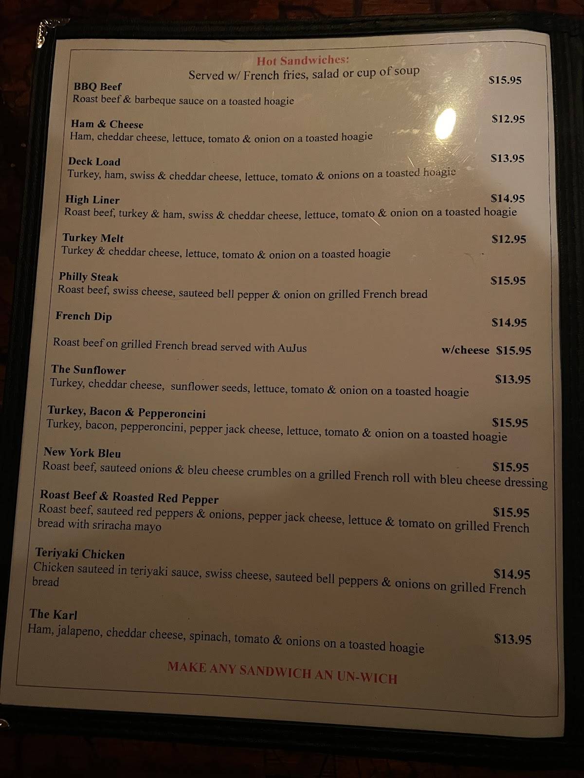 The Craig Inn Bar меню