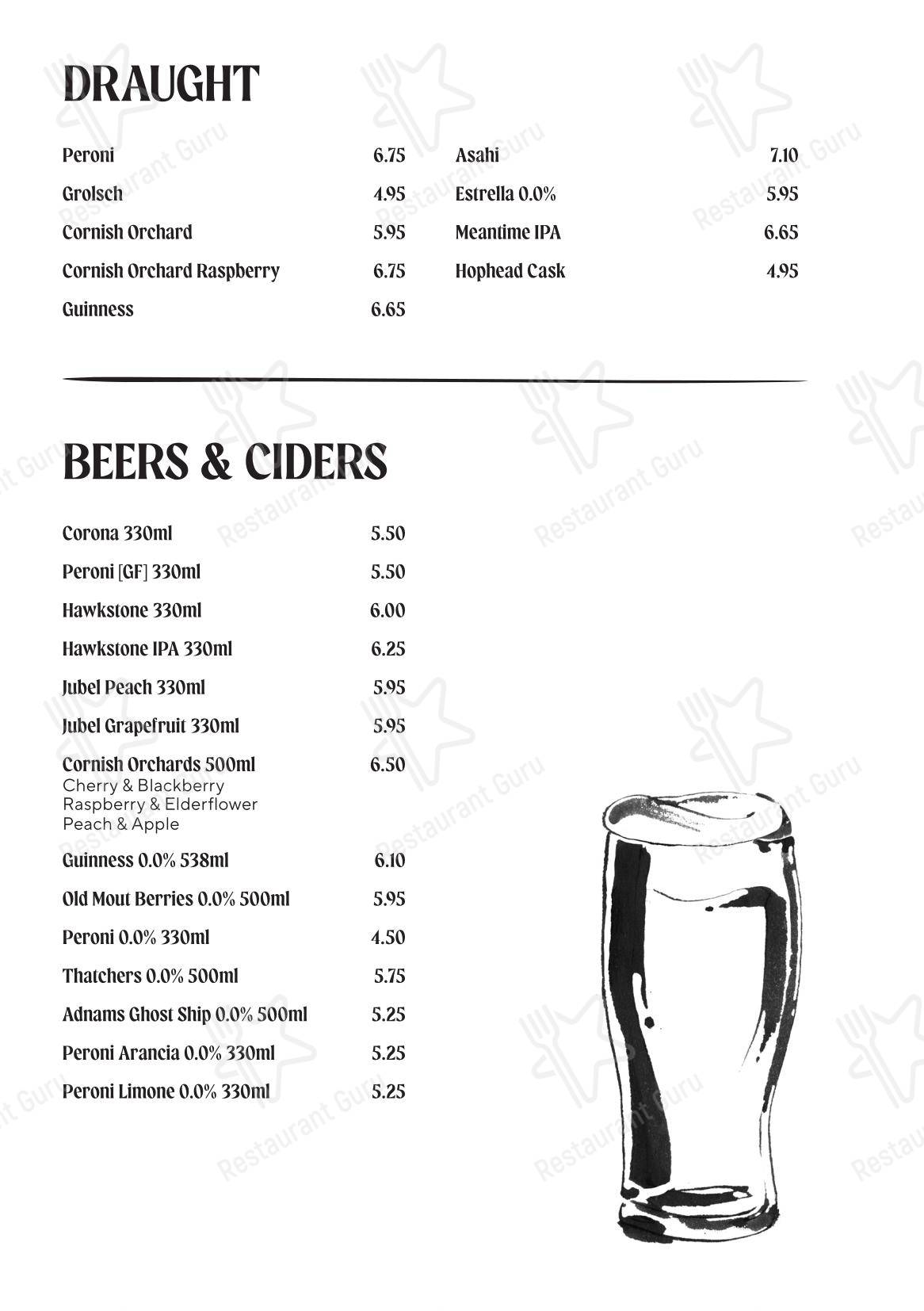 Breakfast Menu паба и бара The Hawk Inn Pub with Rooms
