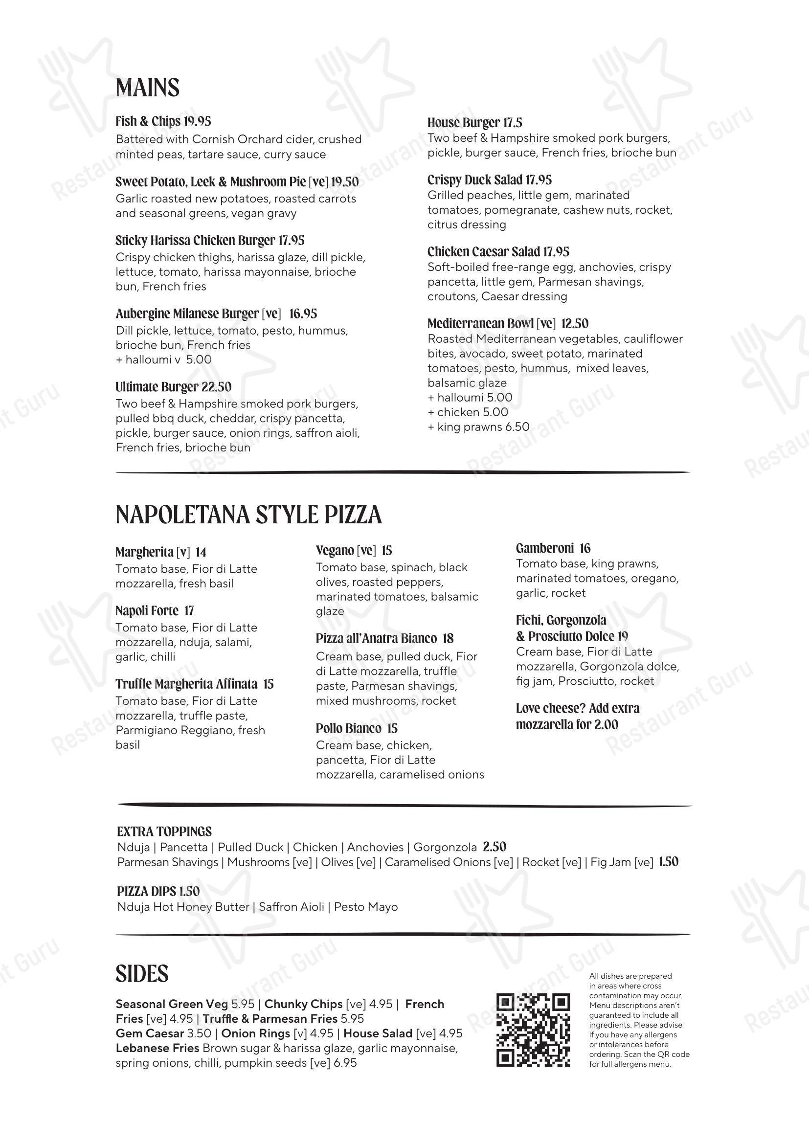 Меню паба и бара The Hawk Inn Pub with Rooms - Wine Menu