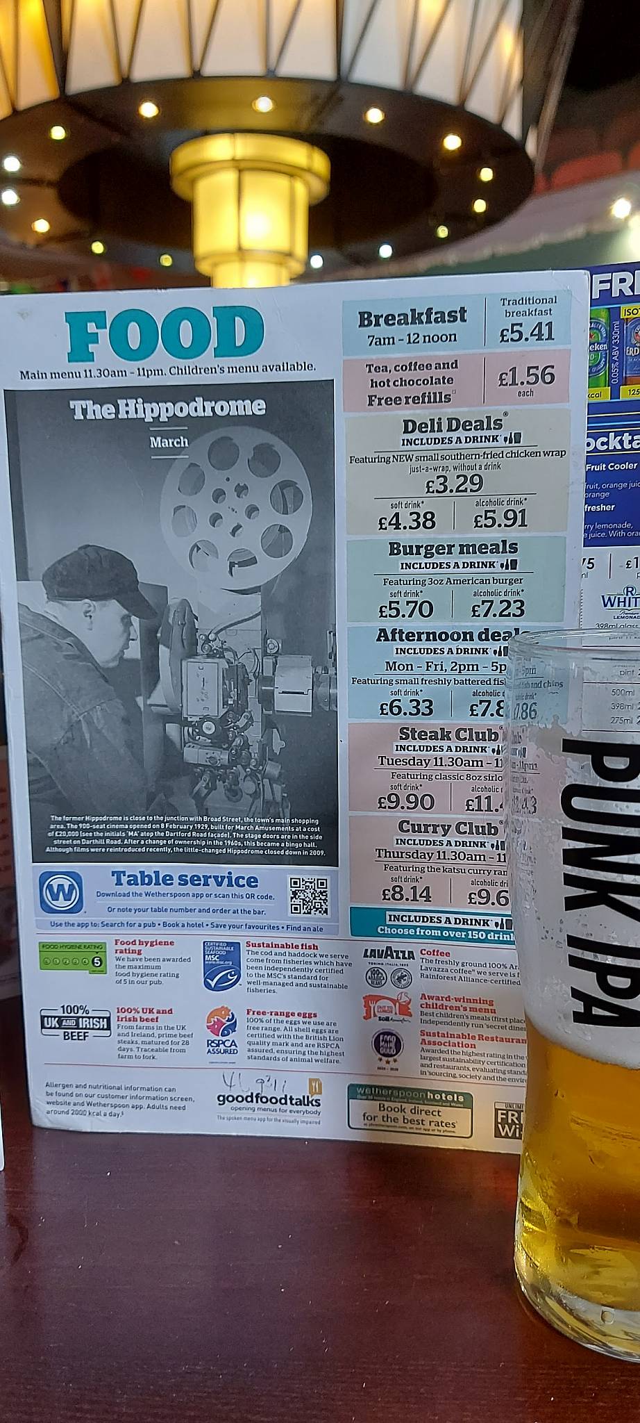 The Hippodrome меню
