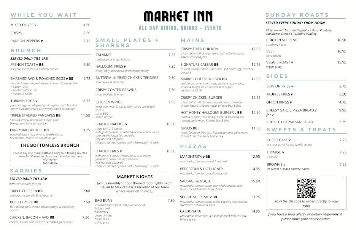 The Old Market Inn меню